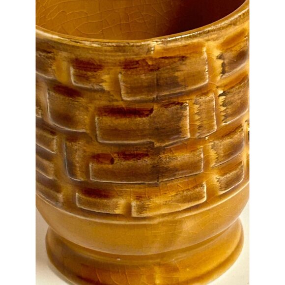 Vintage Brick Design Textured Yellow Brown Ceramic Coffee Tea Cocoa Mug - Picture 2 of 6